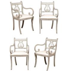 Swedish Set of Four Lyre Back Chairs 10