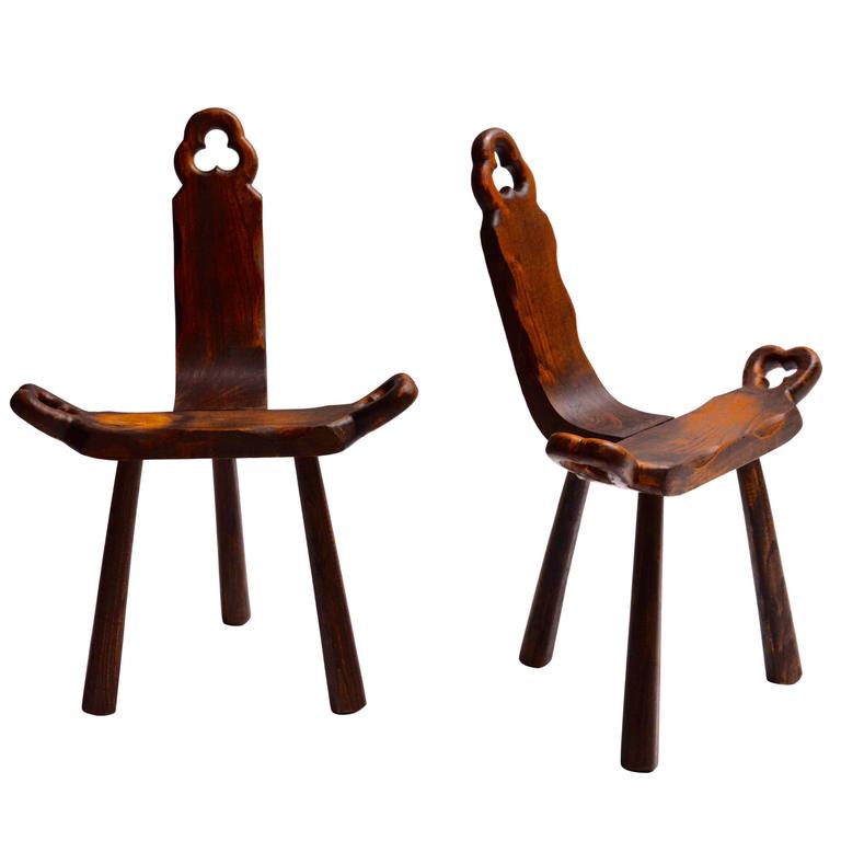 Sculptural Wood Chairs at 1stdibs