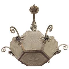 Gorgeous French Art Deco Chandelier by Jean Noverdy.