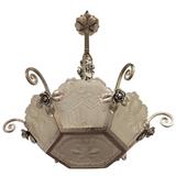 Splendido lampadario francese Art Deco di Jean Noverdy.