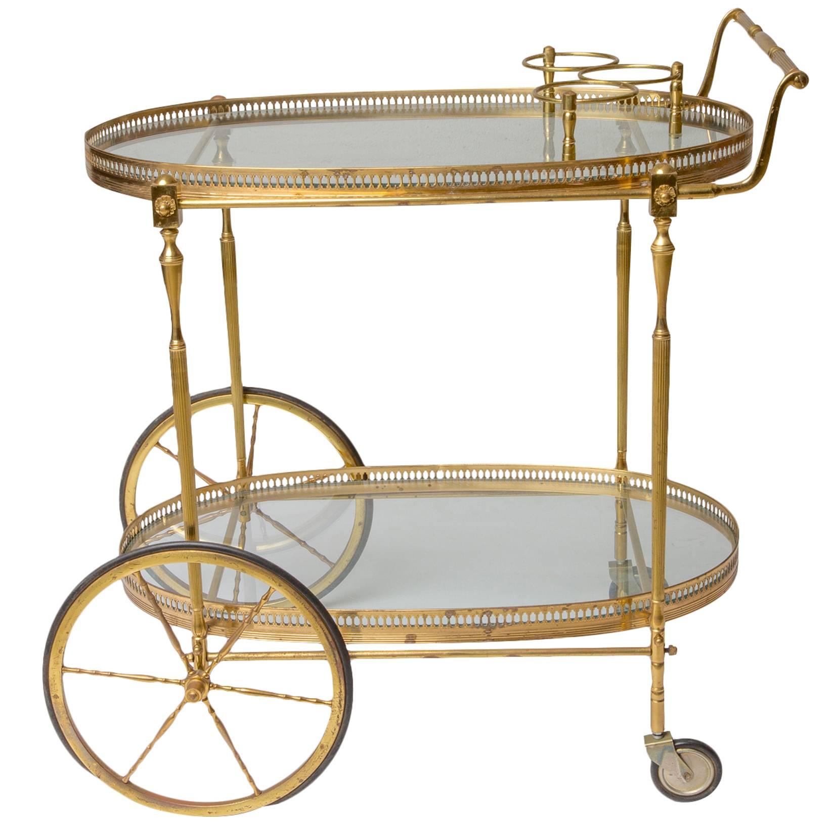 *SALE* 1950s Italian Brass Tea or Bar Cart
