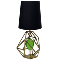 Table Lamp Jewelry in Polished Brass or Stainless Steel with Jewelry Glass