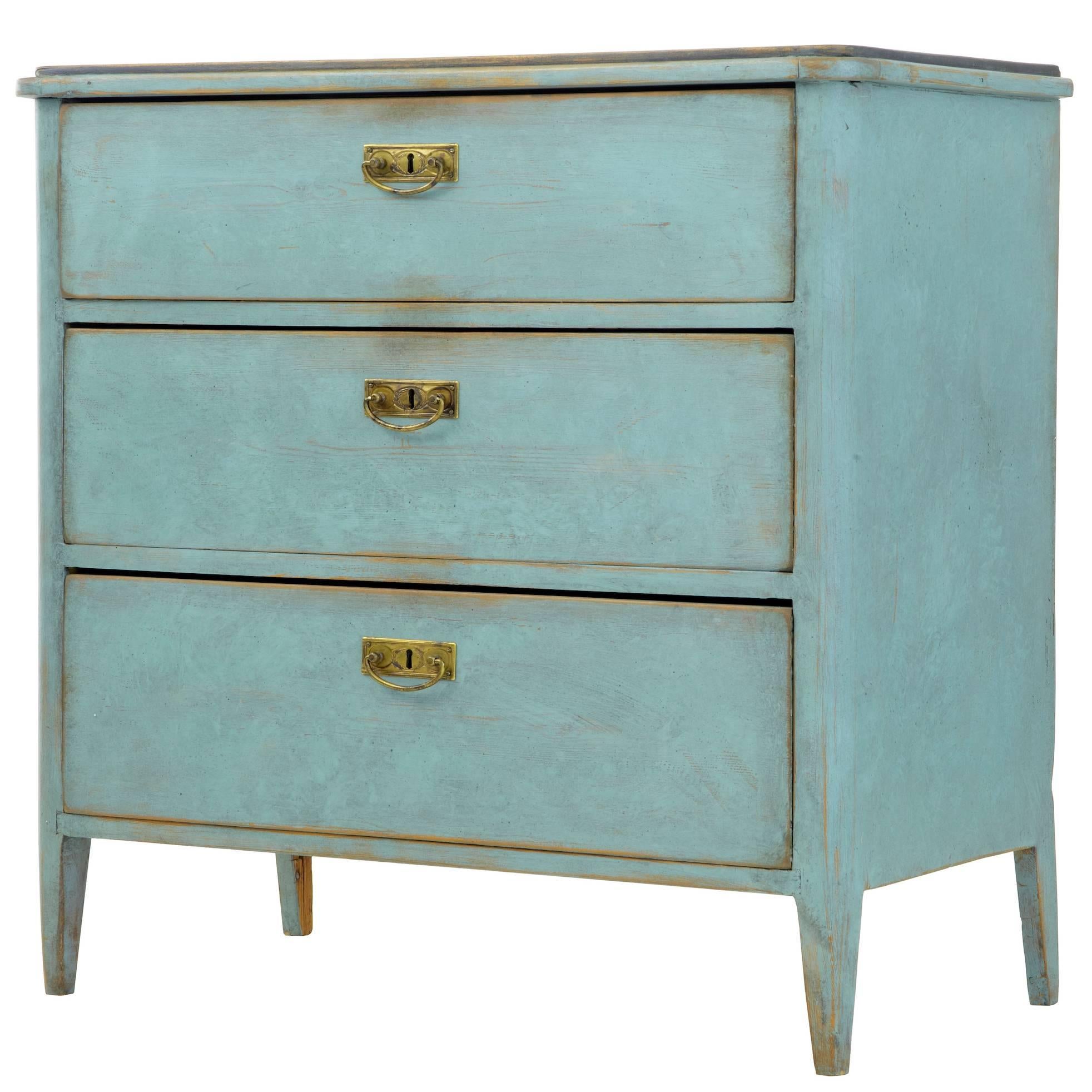 19th Century Swedish Painted Pine Chest of Drawers