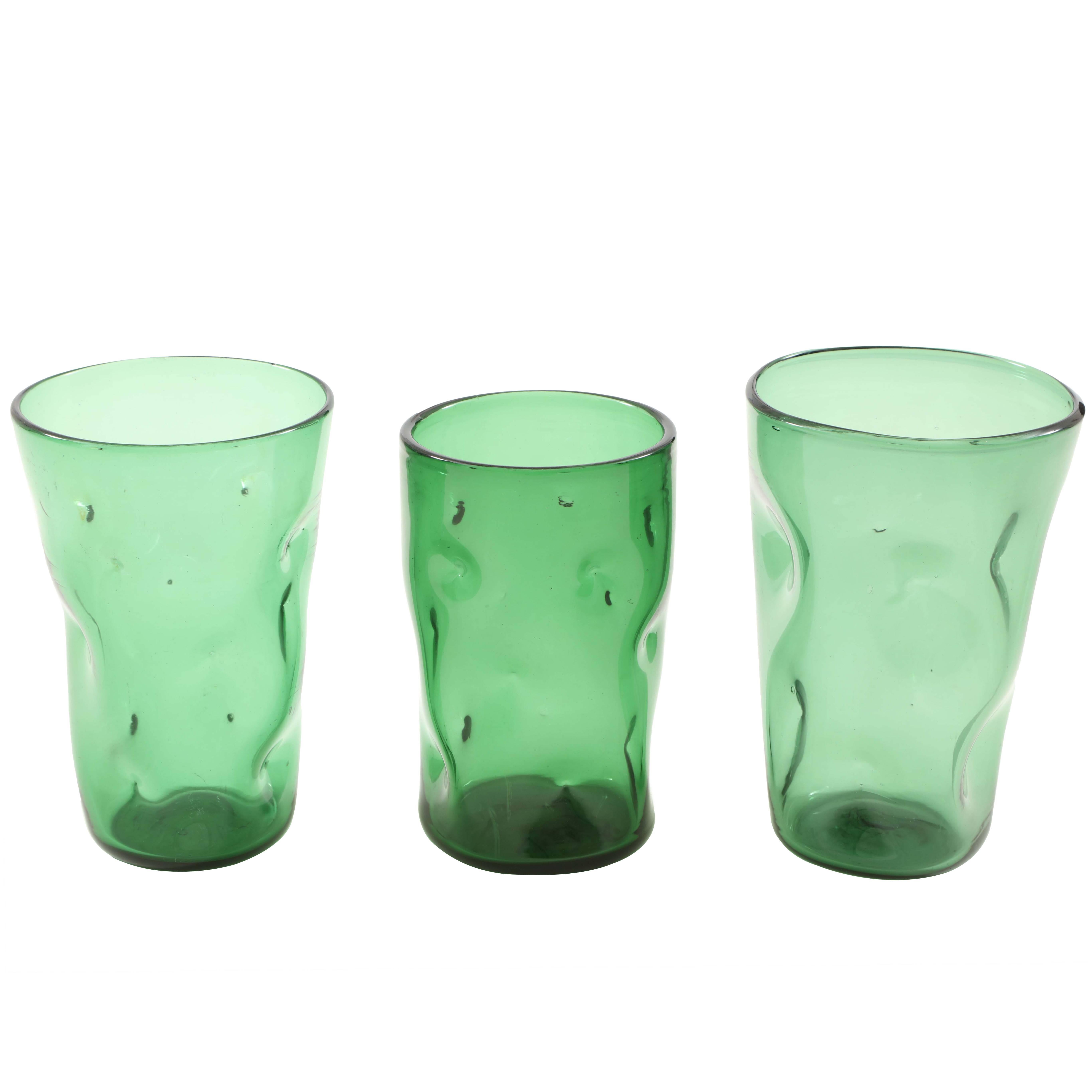 Vintage Green and Gold Glass Urn Vase For Sale at 1stdibs