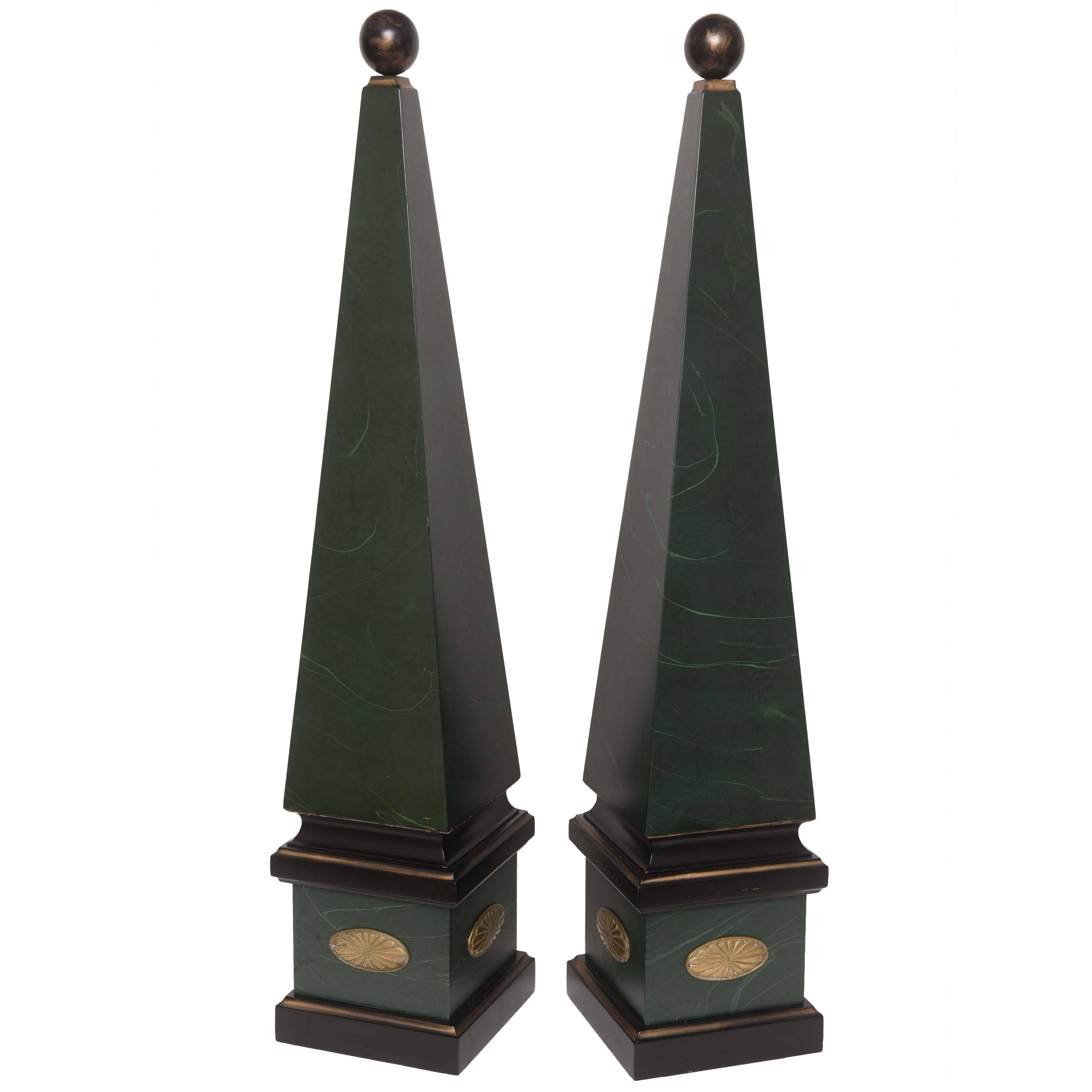 Large Pair of Vintage Wood Obelisks For Sale