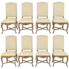 Set of Eight Louis XV Style Walnut Dining Chairs