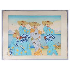 Japanese Woodblock Print Paul Jacoulet, Danses D'Odessa, Sado, Japan