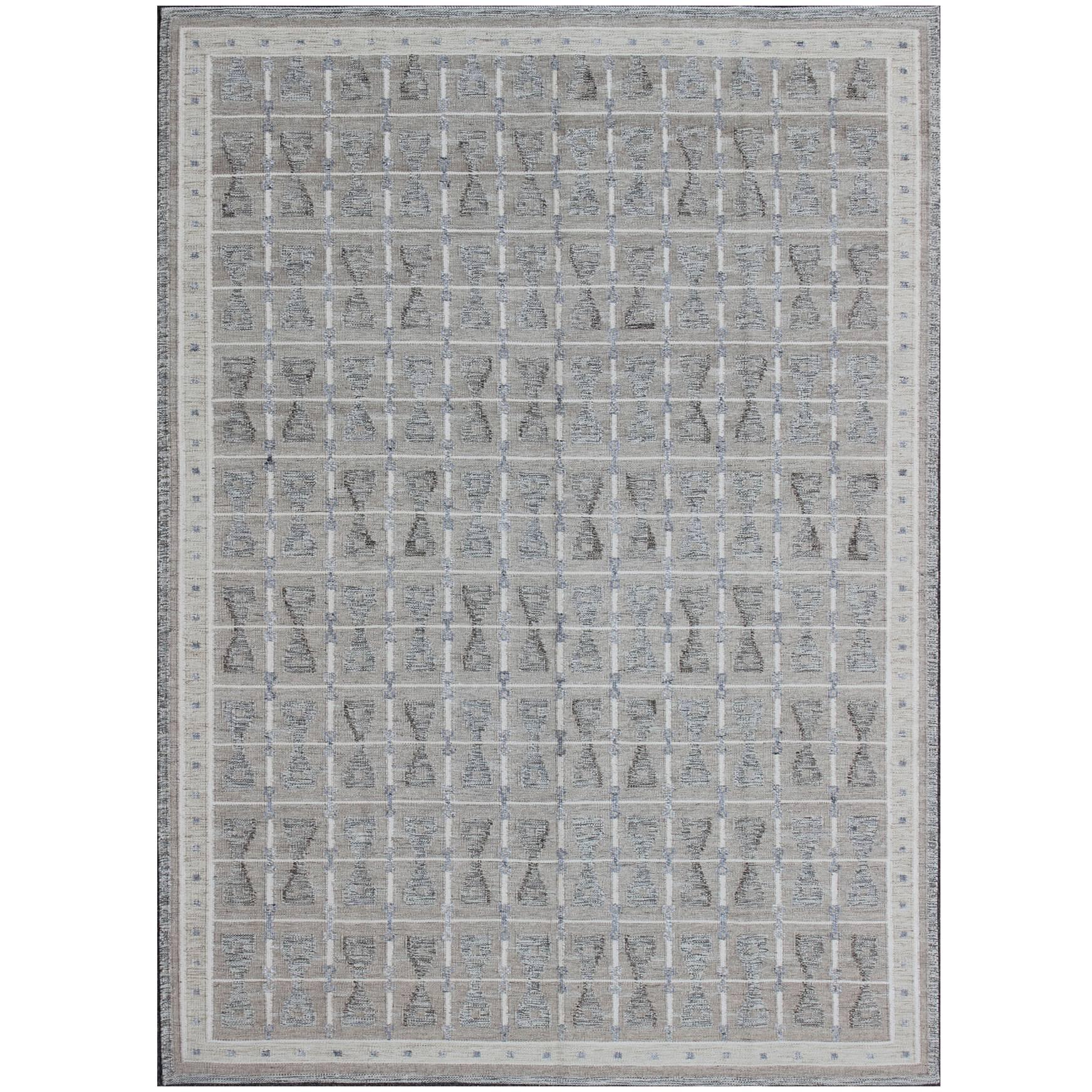 Geometrischer skandinavischer/schweizer Flachgewebe-Modern-Teppich von Keivan Woven Arts 