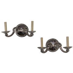 Pair of French 1940's Nickel Wall Sconces