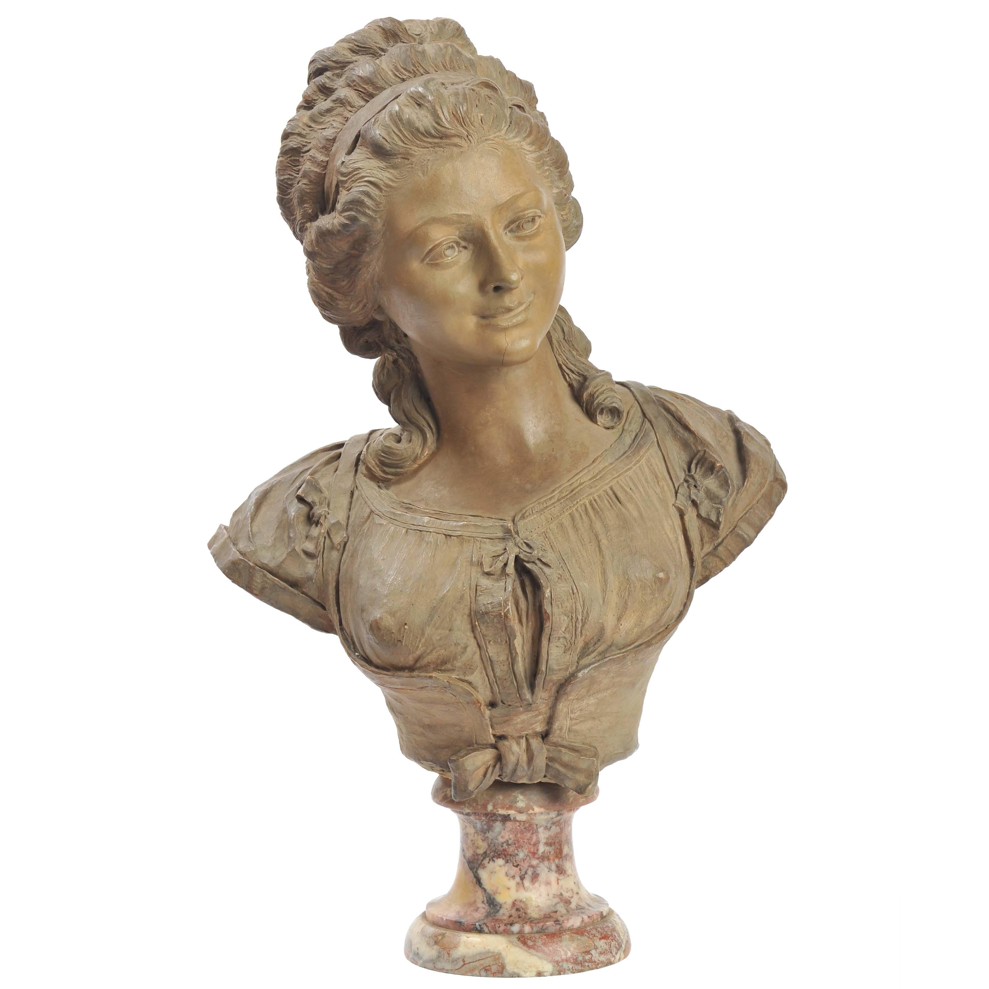 19th Century French Terracotta Bust For Sale