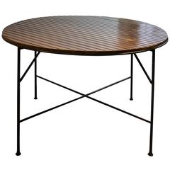 Arthur Umanoff Hand-Forged Wrought Iron and Wood Round Table