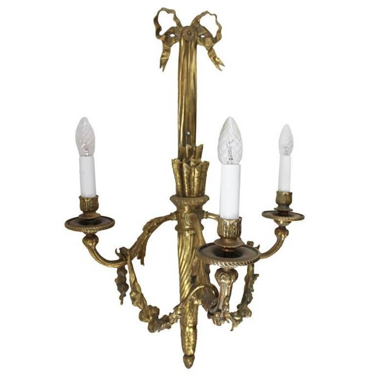 Wall Sconce Large French Gilt Bronze Neoclassical Style France For Sale