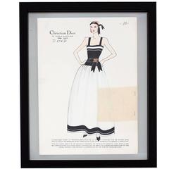 Vintage Haute Couture Christian Dior Fashion Sketch