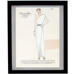 Vintage Haute Couture Christian Dior Fashion Sketch