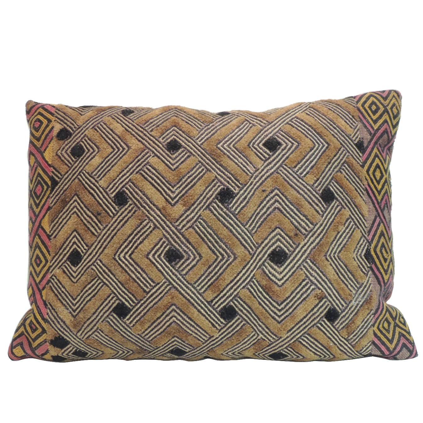 Vintage African Woven Embroidered Decorative Pillow