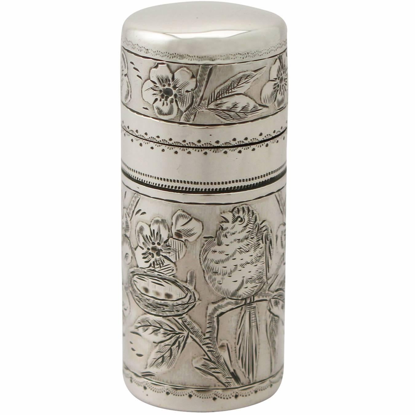 Sterling Silver Scent Flask by Sampson Mordan & Co, Antique Victorian