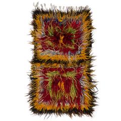 Colorful Vintage Angora Mohair Tulu Rug