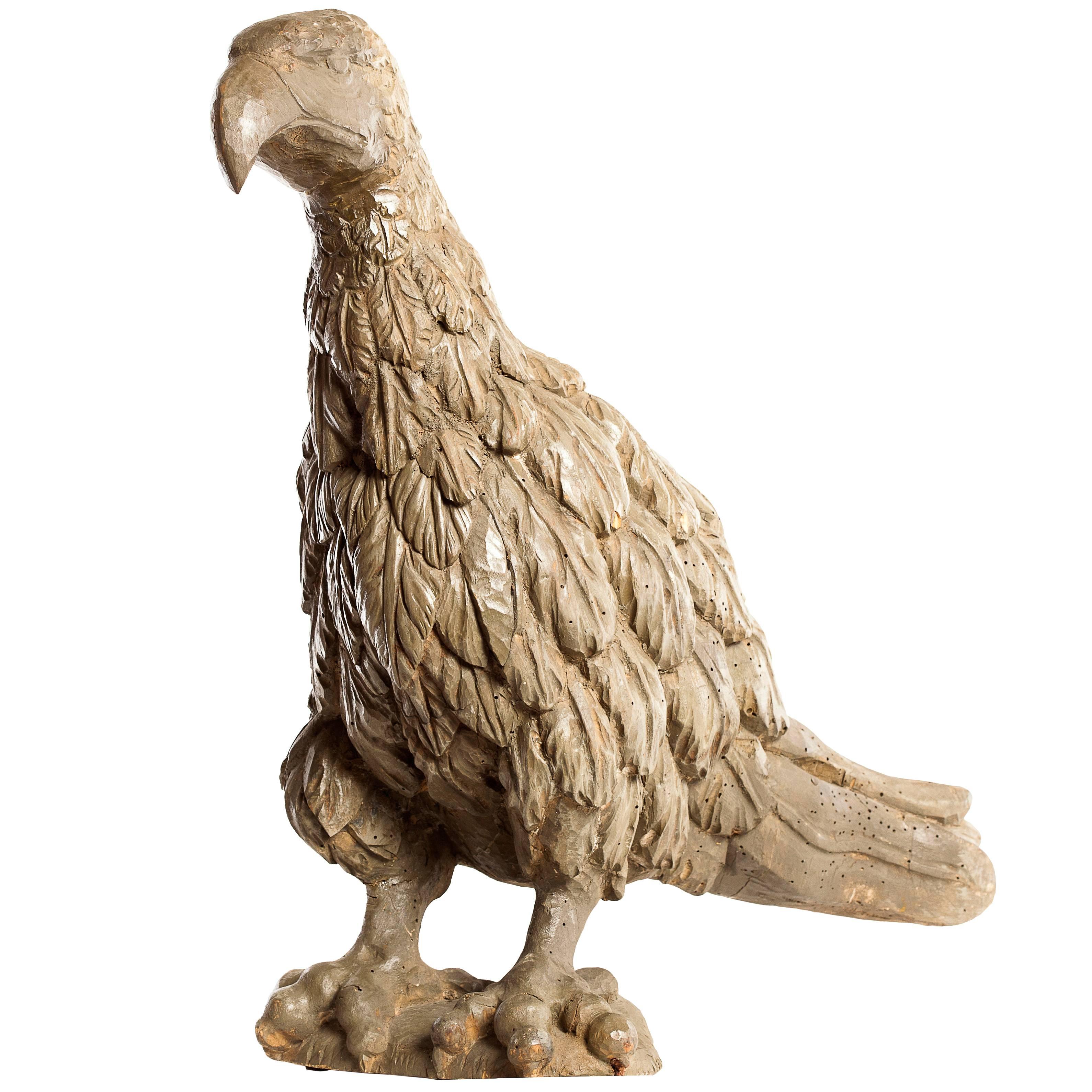 Large and Unusual Chinese Bamboo and Wood Eagle Sculpture For Sale at