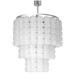 Italian Murano Textured Glass Tubes Chandelier by Venini 10