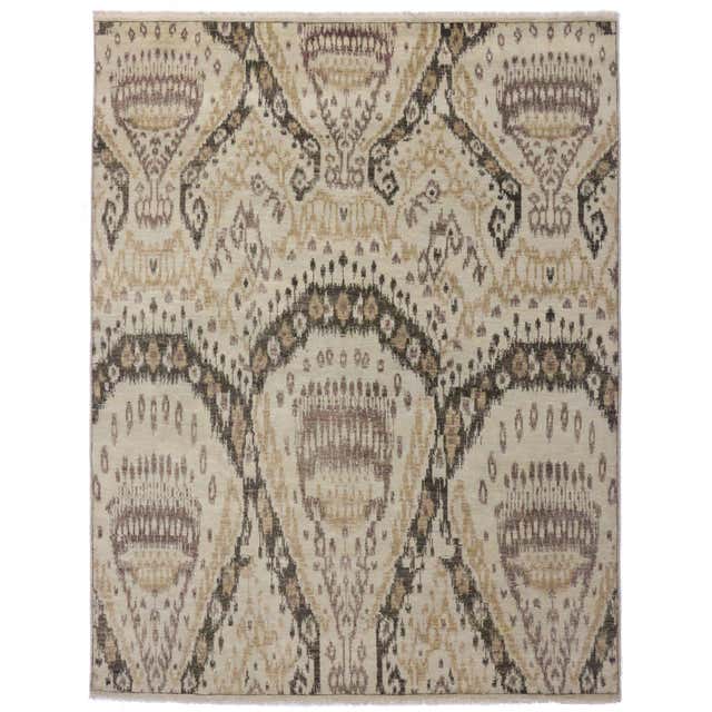 New Modern Transitional Neutral Tan Area Rug with Minimalist ...