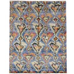 Contemporary Abstract Ikat Rug with Bohemian Eclectic Chic Style