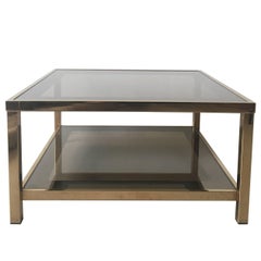 23-Carat Rectangular Gold-Plated Coffee Table, 1960s