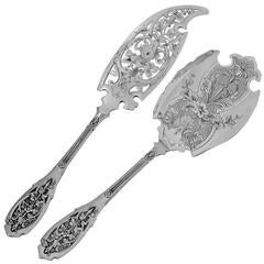 Puiforcat Rare French All Sterling Silver Ice Cream Set 2 pieces Moderne Model