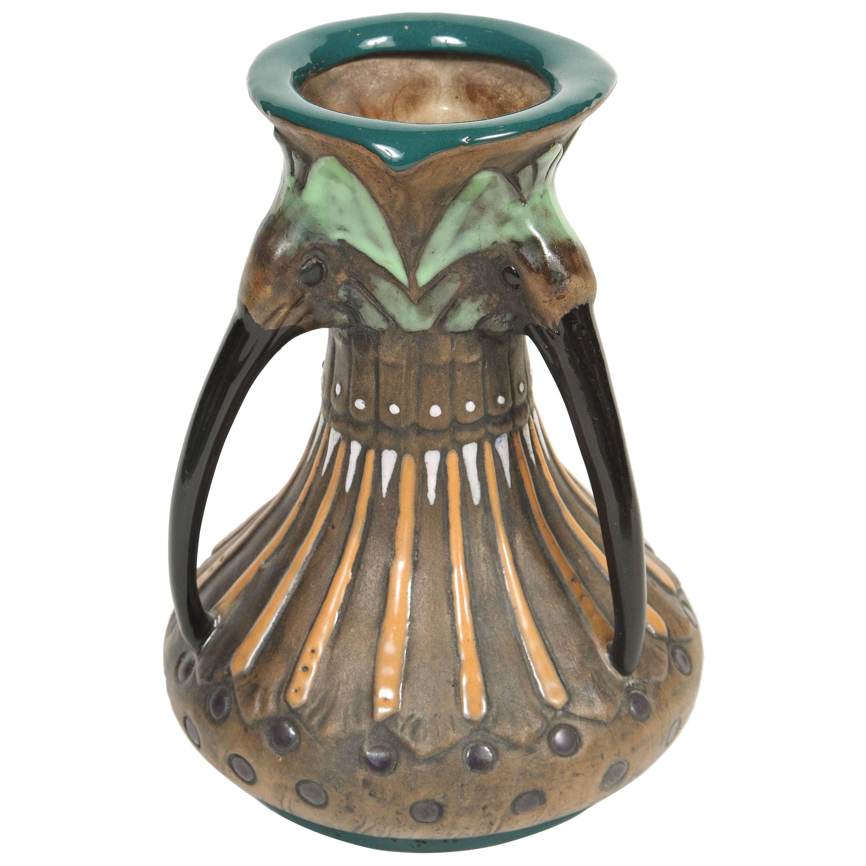 Antique Amphora Pottery Art Nouveau Vase