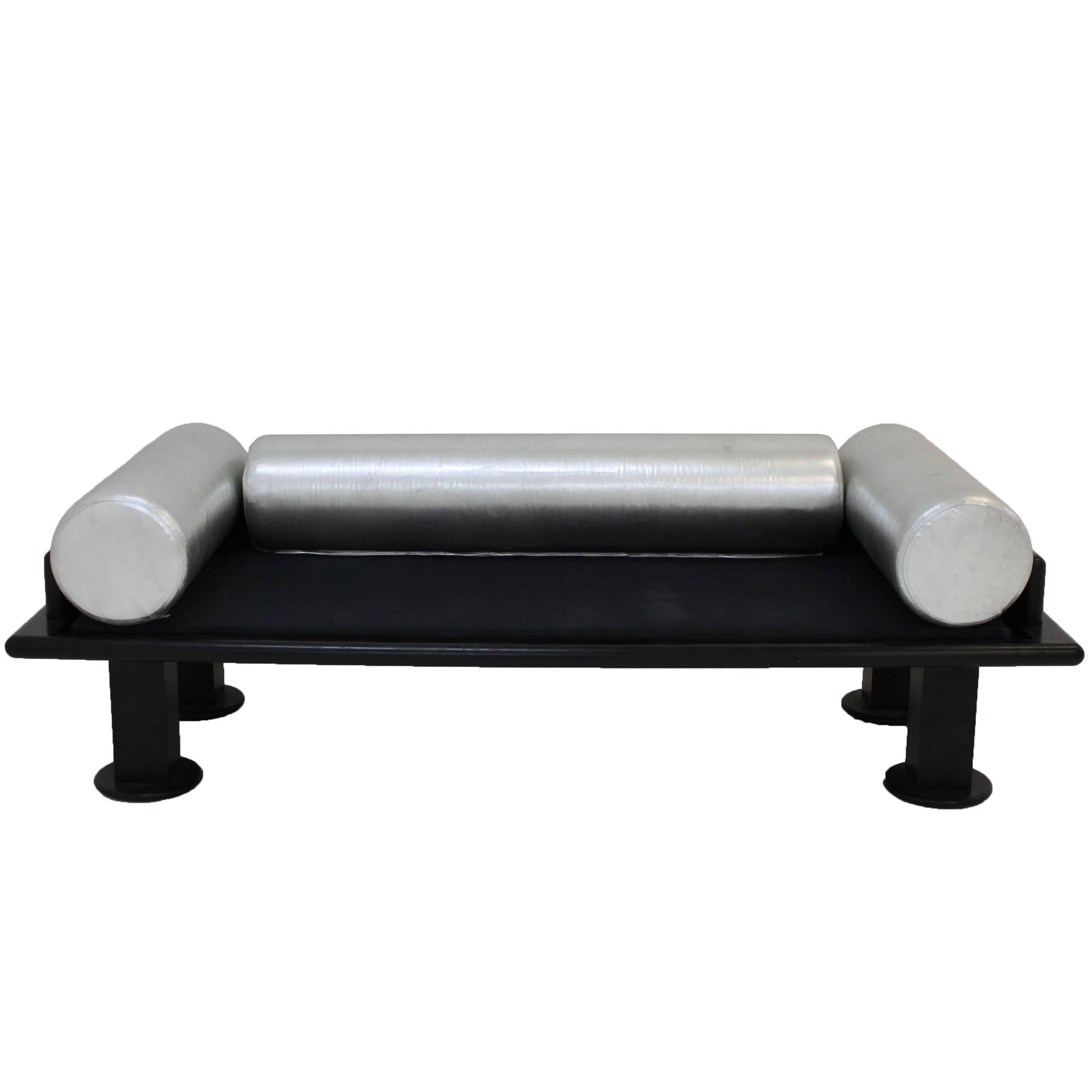 Ettore Sottsass Black and Silver Sofa For Sale