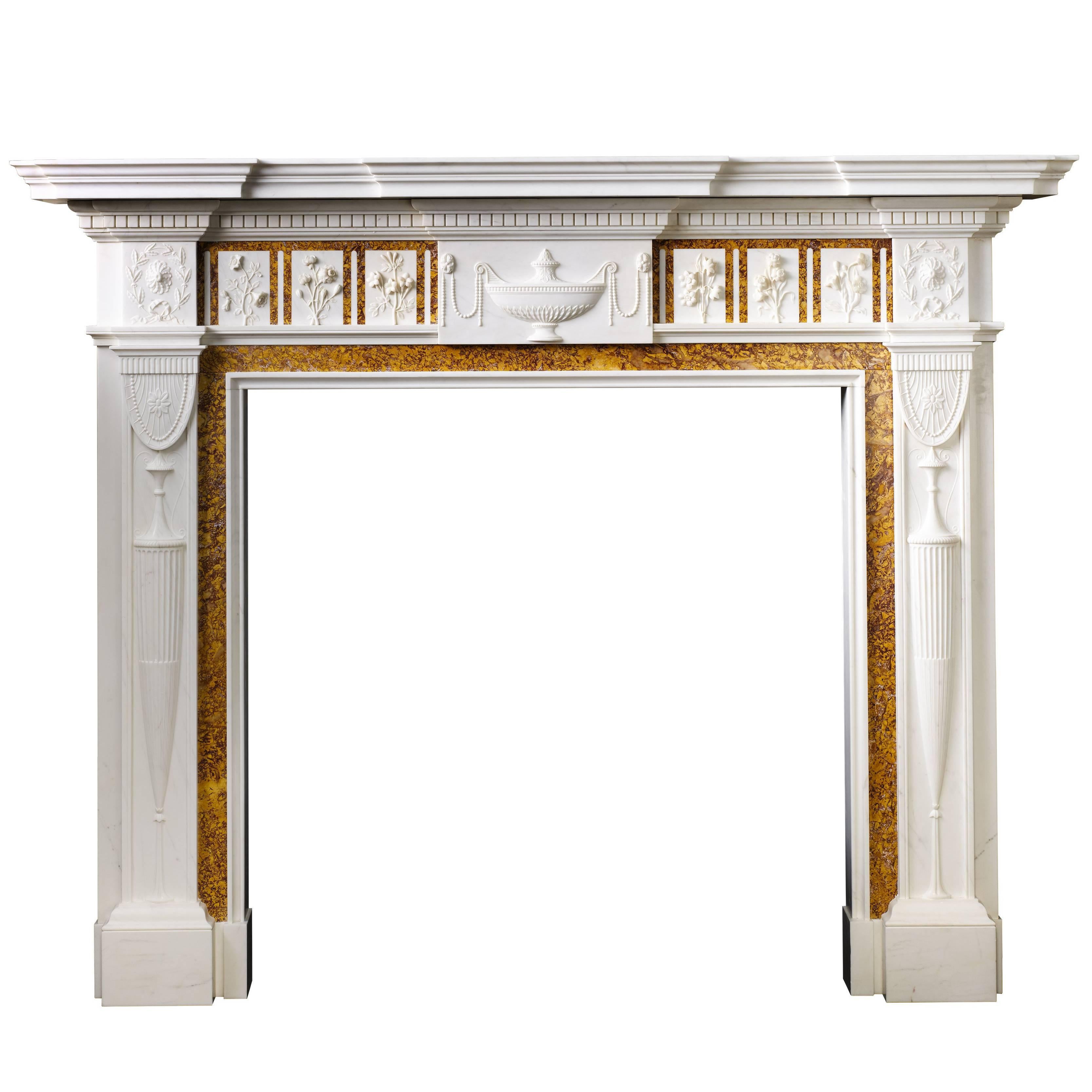 18th Century Reproduction Neo-Classical Chimneypiece Carved in Marble