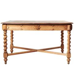 Early 20th Century French Oak Barley Twist Table