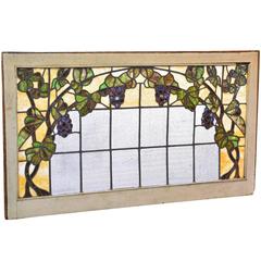 American Art Nouveau Stained Glass Window with Grape Leaf Motif, circa 1905