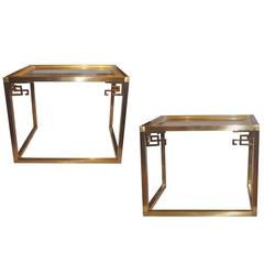 Pair of Chinoiserie Moderne Brass Side Tables 8