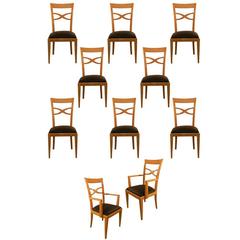 Set of Two Armchairs and Eight Chairs in Art Deco Neoclassical Style 12