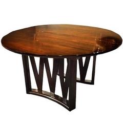 Paul Frankl Round Mid-Century Dining Table in Mahogany with Leaves circa 1960