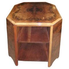 Art Deco Octagon Shaped Occasional Table in Burl Walnut