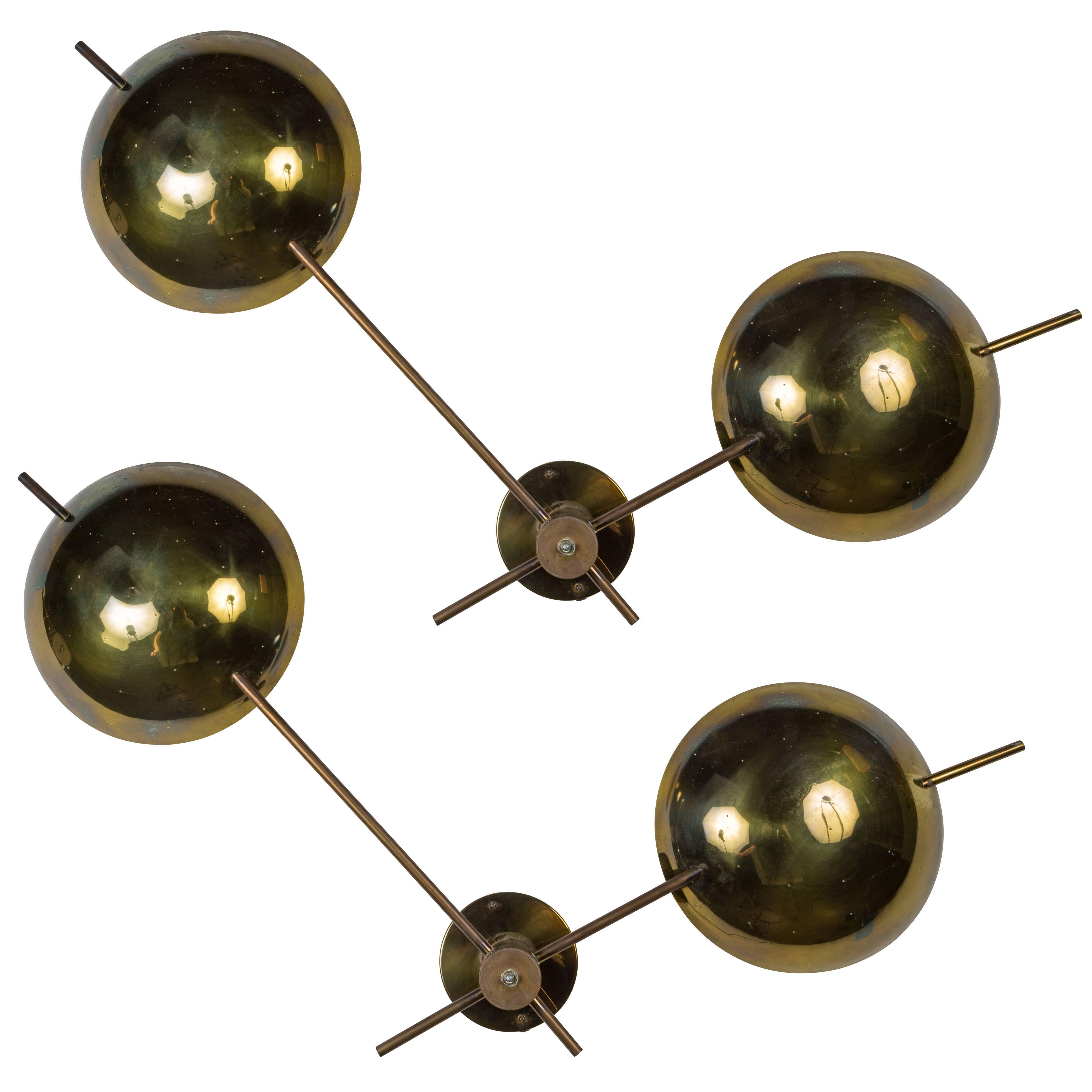 Two Rare Brass Wall Lights by Lightolier