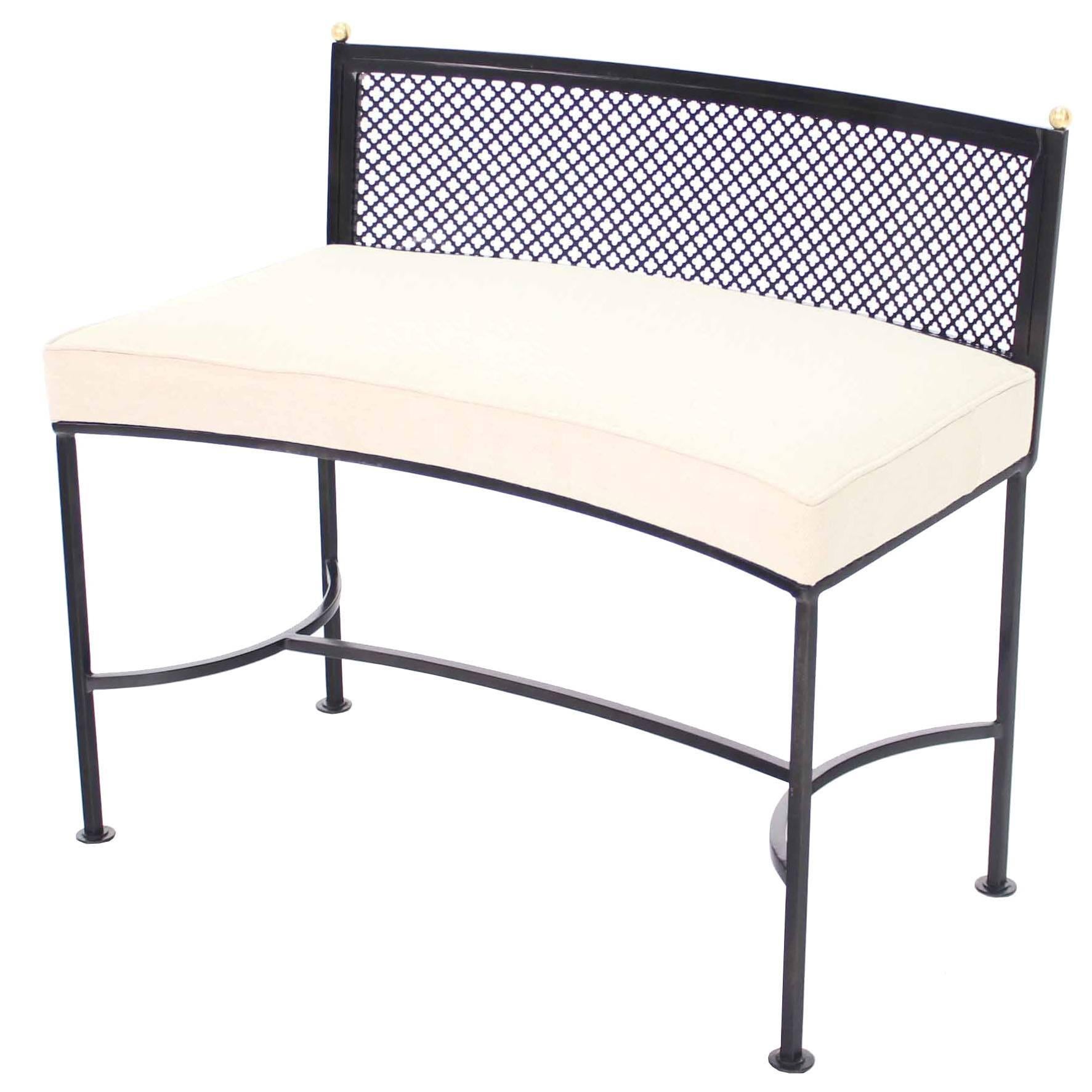 Wrought Iron Curved Bench New Upholstery