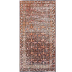 Antique Khotan Carpet in Charcoal, Burnt Red, Salmon and Taupe