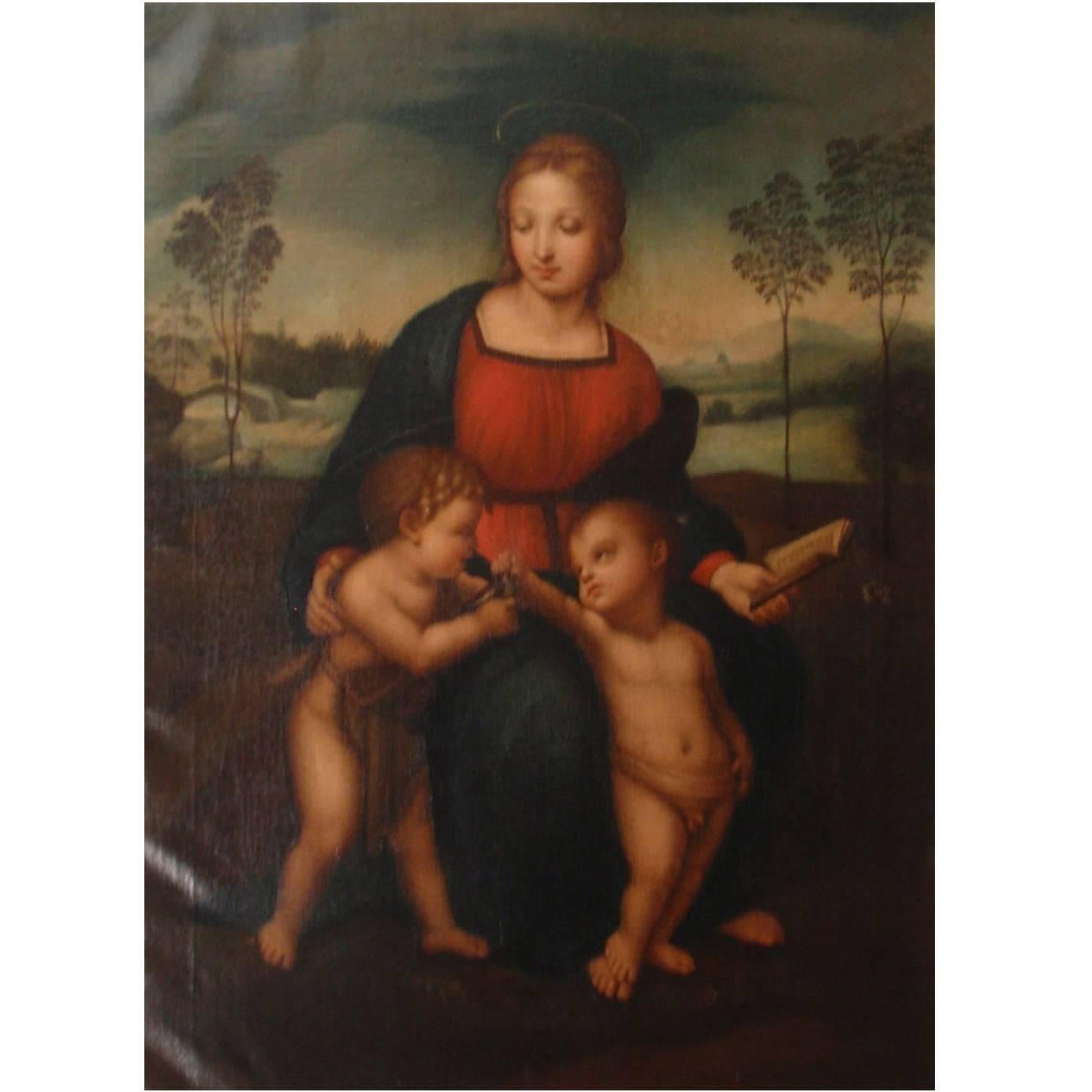 After Raffaello Sanzio da Urbino Oil Copy after "Madonna of the Goldfinch" For Sale