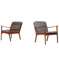 Pair of 1960s Ole Wanscher Mod. PJ112 Teak Easy Lounge Chairs Danish Modern