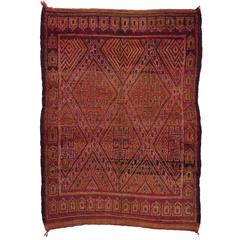 Mid-Century Modern Style Berber Moroccan Rug with Tribal Design