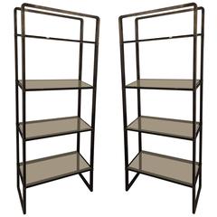 Pair of Paul M Jones Bronze and Glass Etageres 12