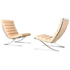 Vintage Chrome and Leather Lounge Chairs by Design Institute of America