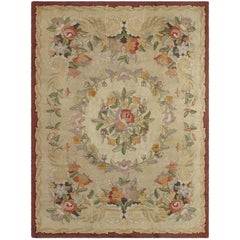 Grand tapis crocheté américain vintage au motif floral délicieusement élégant