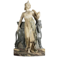 Lifesize Italian 19th Century Marble Figure of Cleopatra by Eliseo Fattorini