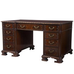 Antique Early 20th Century Mahogany Pedestal Desk by Hobbs & Co