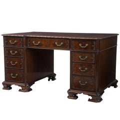 Early 20th Century Mahogany Pedestal Desk by Hobbs & Co