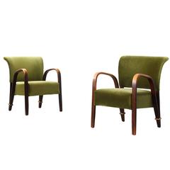 Pair of Rare German Lounge Chairs by Paul Bode for Federholz Gesellschaft