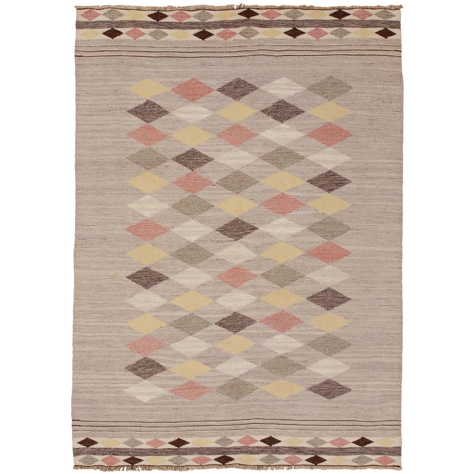 Tapis suédois à tissage plat du XXe siècle
